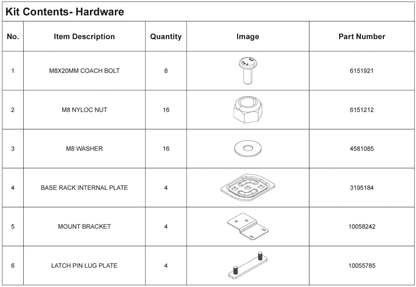 Kit de Montage Hardlid ARB | pour installer Plateforme BASERACK - Ford Ranger 2012-2022