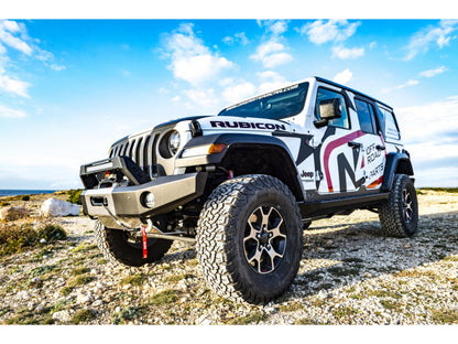 Pare-choc Avant acier Wrangler JL platine treuil intégrée Rebords Longs N4-Offroad - Jeep JL