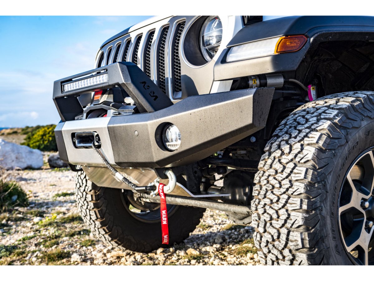 Pare-choc Avant acier Wrangler JL platine treuil intégrée Rebords Longs N4-Offroad - Jeep JL
