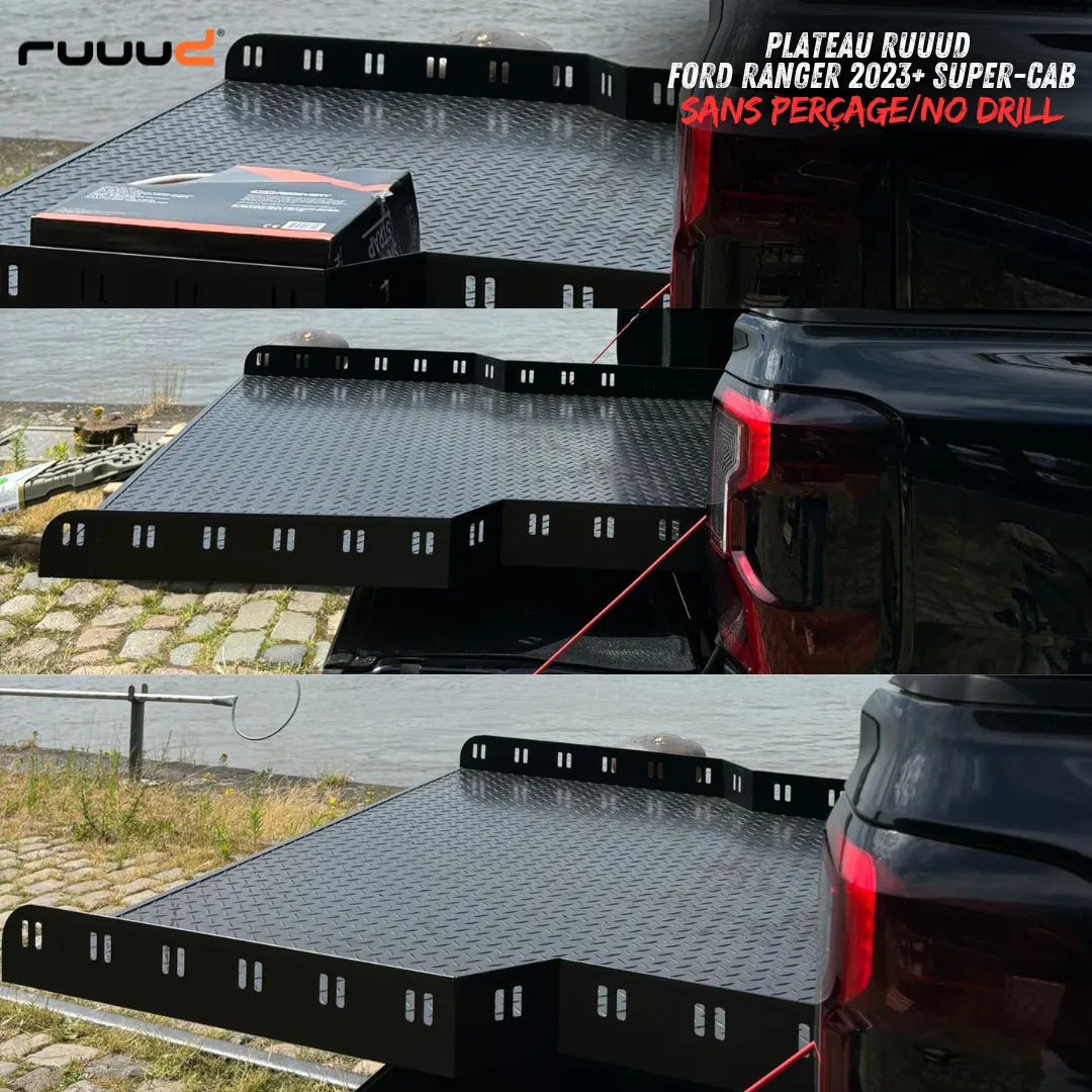 Plateau Coulissant RUUUD Ford Ranger 2023+ SUPER-CAB | Installation Sans Perçage - Ford Ranger/Raptor 2023+