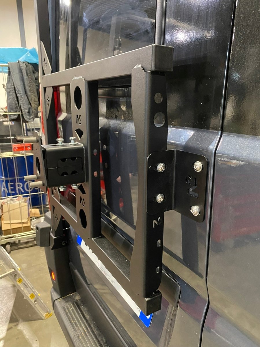 Porte roue de secours en inox sur porte arrière gauche Fiat Ducato-Campeo N4-Offroad - Fiat Ducato 2006+