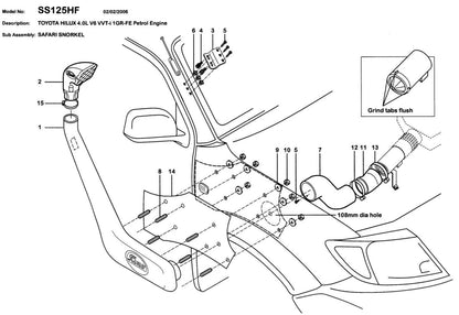 Snorkel Safari4x4 - Toyota Hilux Vigo V6 4.0L Essence - Toyota Hilux 2005-2015