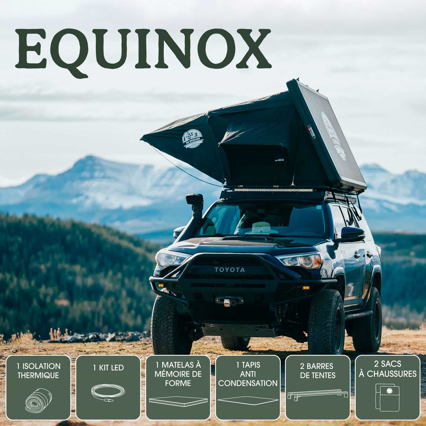Tente de Toit EQUINOX 2 Places Go Overland Canada – Aluminium - BYD Shark 2024+
