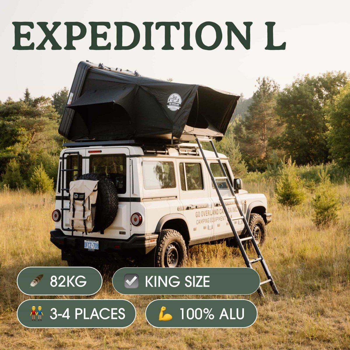 Tente de Toit Expedition L – Go Overland Canada - 3/4 Places - BYD Shark 2024+