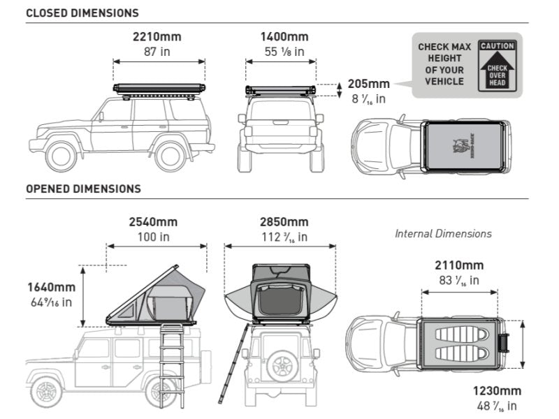 Tente de Toit Rigide Low Profile 2 Personnes - Rhino-Rack - BYD Shark 2024+
