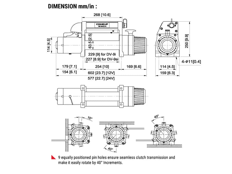 TREUIL COMEUP DV 9I 12V - 4082 KG | Cable Acier - BYD Shark 2024+