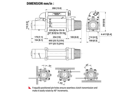TREUIL COMEUP DV 9I 12V - 4082 KG | Cable Acier - BYD Shark 2024+