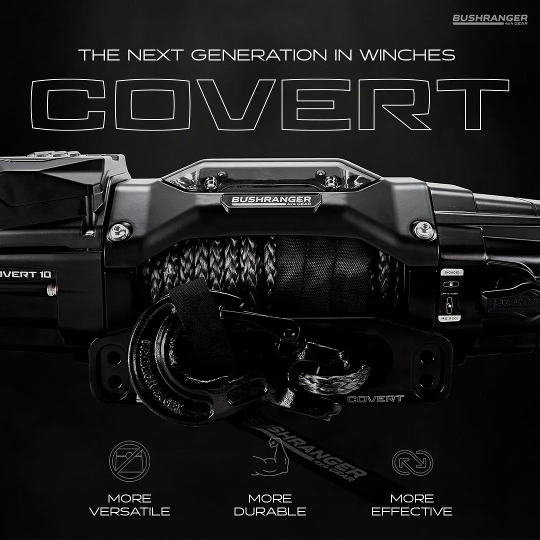 Treuil COVERT 10S Bushranger | 12V | 4536 KG | Synthetique - BYD Shark 2024+