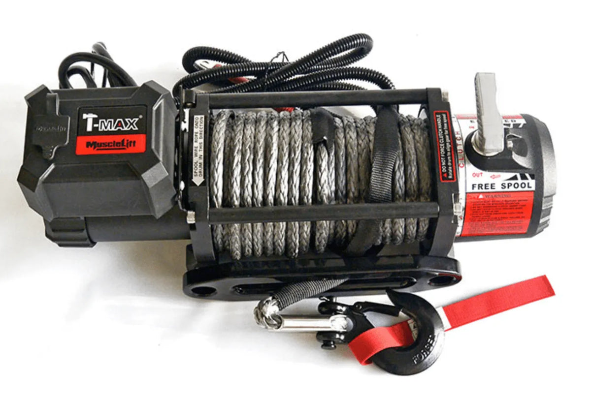 Treuil T-MAX Muscle Fit MW12500 | 5665 Kg | 12V | Cable Synthétique/Plasma - BYD Shark 2024+