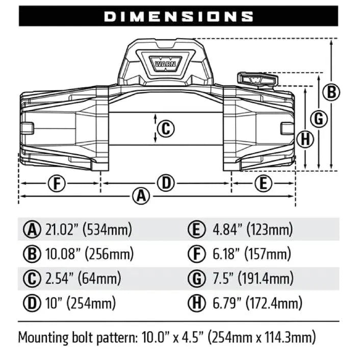 Treuil WARN VR-EVO 8 | 3.6 Tonnes | 12V | Câble Acier - BYD Shark 2024+