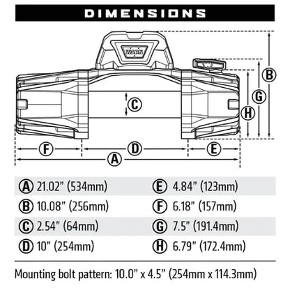 Treuil WARN VR-EVO 8 | 3.6 Tonnes | 12V | Câble Acier - BYD Shark 2024+